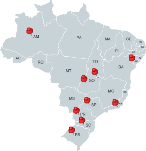 Mapa dos Parceiros no Brasil