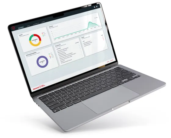 Bild von einem geöffneten Laptop mit Dashboard Interface
