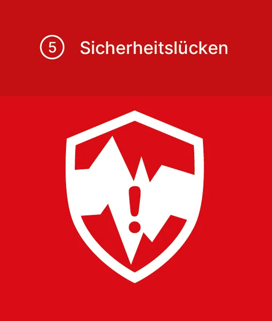 Piktogramm Sicherheitslücken: Ein zerbrochenes Schild mit einem Ausrufezeichen