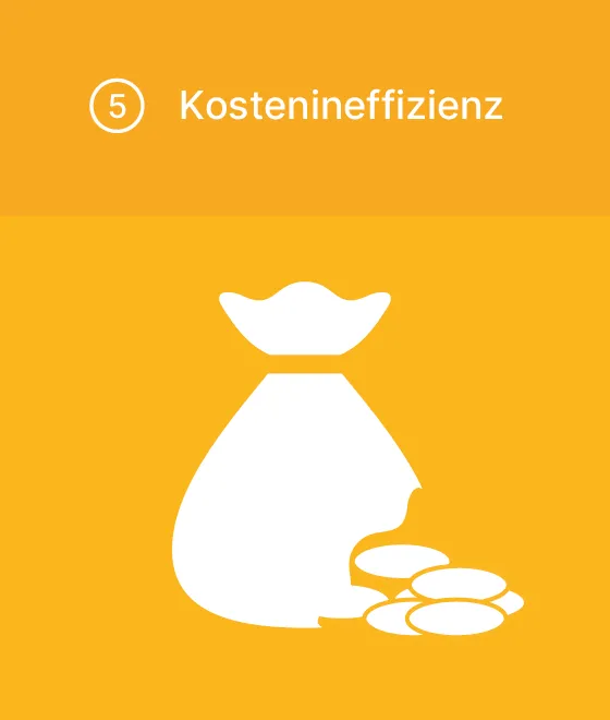 Piktogramm Kostenineffizienz: Geldsack mit Loch aus dem Münzen rinnen.