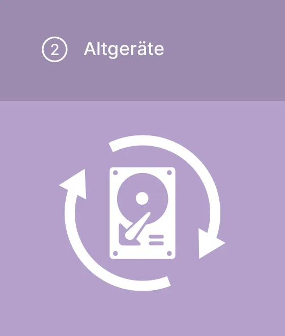 Piktogramm Altgeräte: Festplatte mit Recyclingsymbol