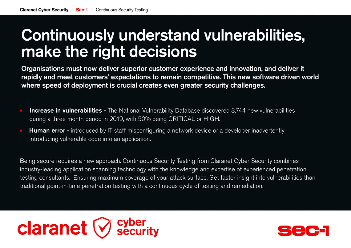 Claranet | CST Brochure | Claranet Cyber Security