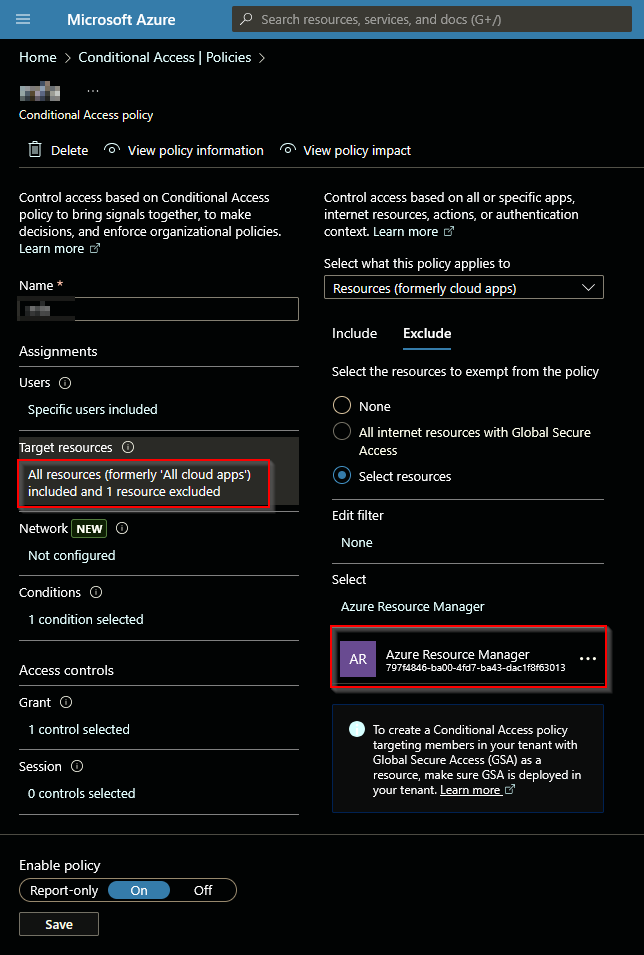 Azure Resource Manager Excluded